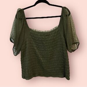 Torrid Green Square Neck Smocked Cropped Top Plus Size 4X